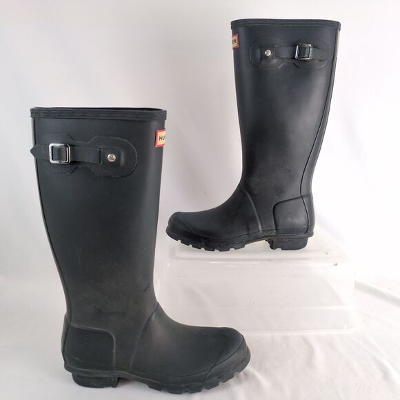 HUNTER Original Kids Matte Navy Blue Rain Muck Tall Boots Boys 4 Girls 5 Classic - Picture 2 of 10